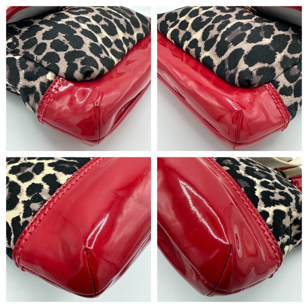 ⭐️⭐️SOLD⭐️⭐️ Y2K Coach Park Ocelot Leopard Print Crossbody - Black/Red Patent - Picture 11 of 15